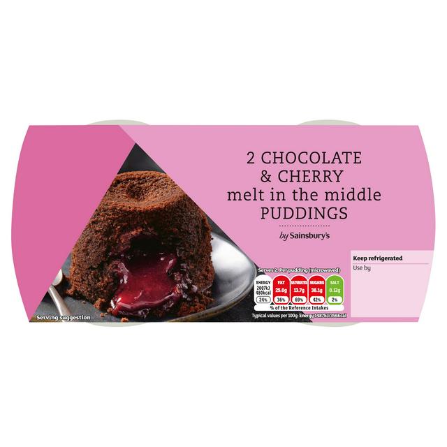 Chocolate Sponge Pudding with Cherry Sauce Centre, 2 x 135g Pots