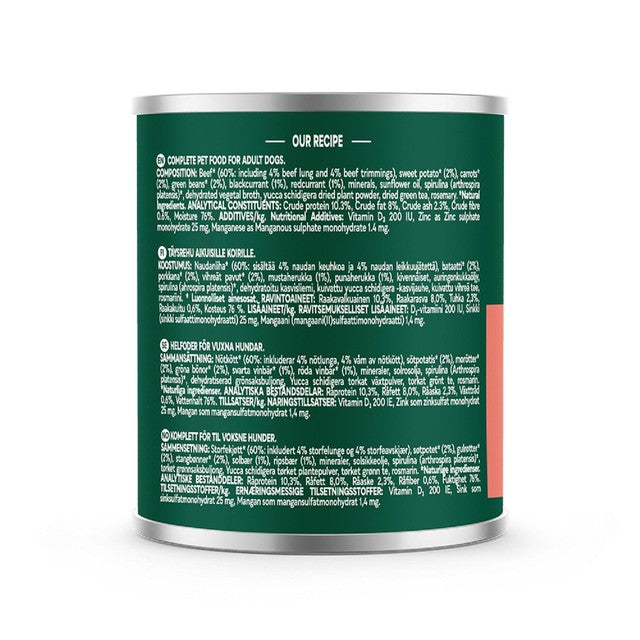 Natures Menu beef superfood wet dog food cans 6x600g, imported from the UK