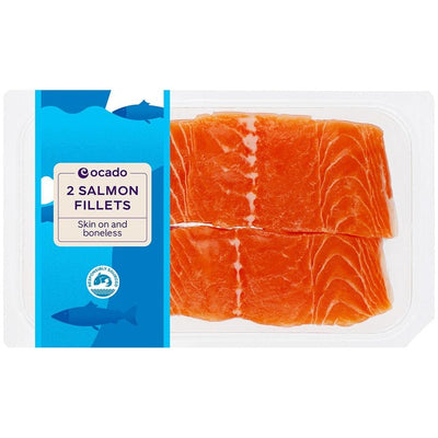 M&S Ocado 2 Salmon Skin On Mid/Tail Fillets 240g- Buy online at McGrocer
