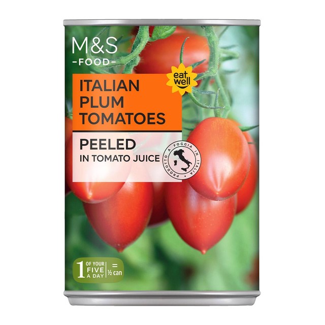 M&S Italian plum tomatoes 400g, imported from the UK