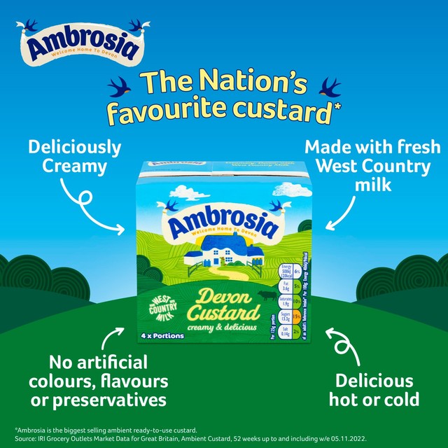 Ambrosia Devon custard 500g carton - British product