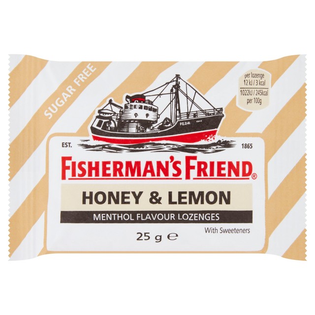 Fisherman's Friend honey lemon sugar free lozenges, imported from the UK