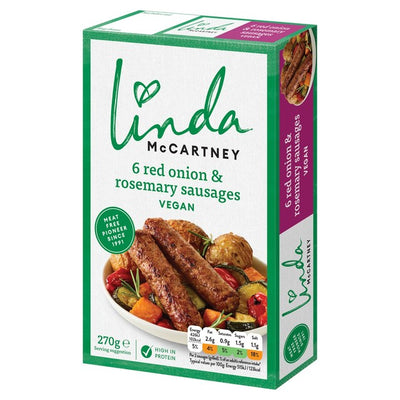 M&S Linda McCartney 6 saucisses végétariennes aux oignons rouges et au romarin surgelées 270g - Acheter en ligne chez McGrocer