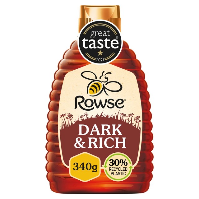 Rowse Dark & Rich Honey in a plastic bottle, imported from the UK