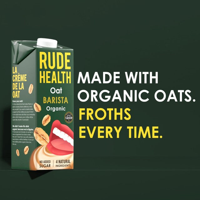 Rude Health organic oat barista drink 1L, imported from the UK