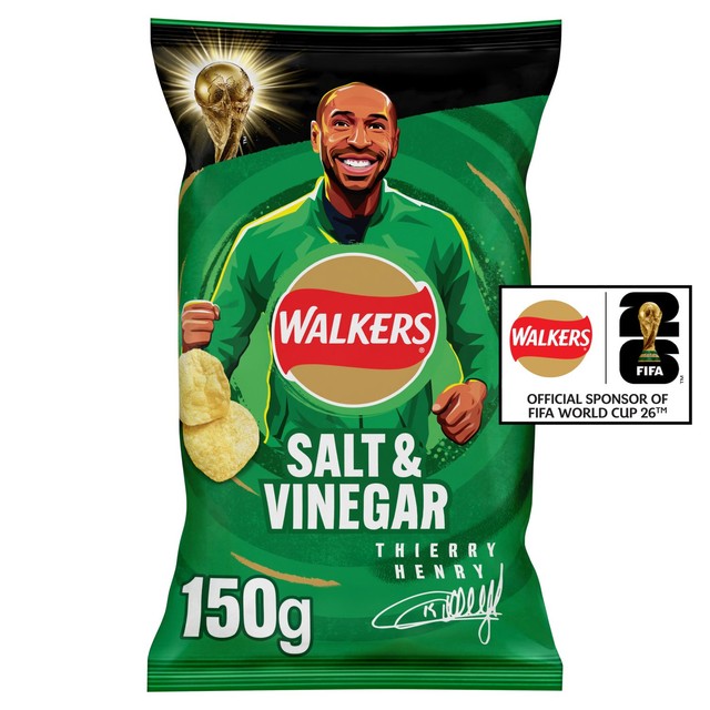 Walkers salt and vinegar sharing bag crisps 150g (British brand)