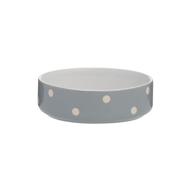 Mason Cash Polka Dot Grey pet bowl 13cm, imported from the UK