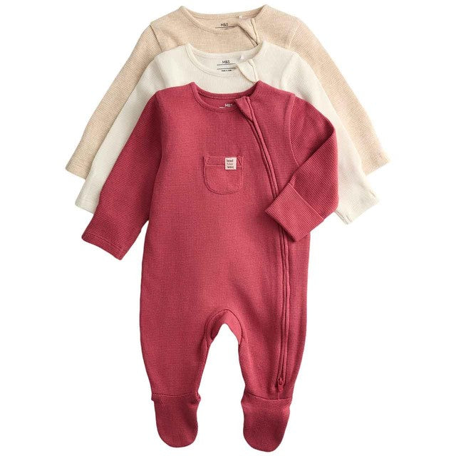 M&S baby sleepsuits berry 0-3 M, imported from the UK