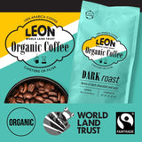 Leon dark roast ground coffee 200g, UK version