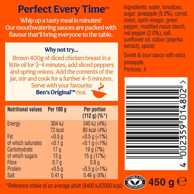Ben's Original sweet and sour sauce with extra pineapple - British product