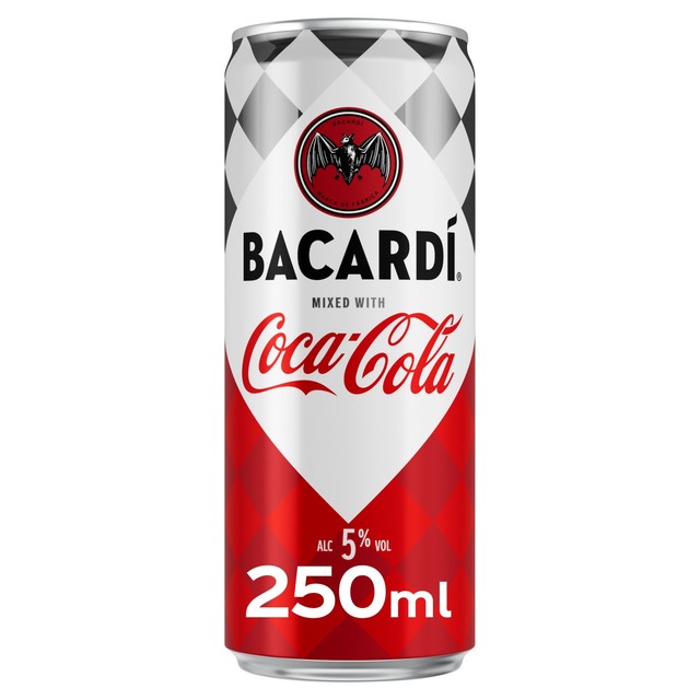 Bacardi and Coca-Cola pre-mixed drink can - British product