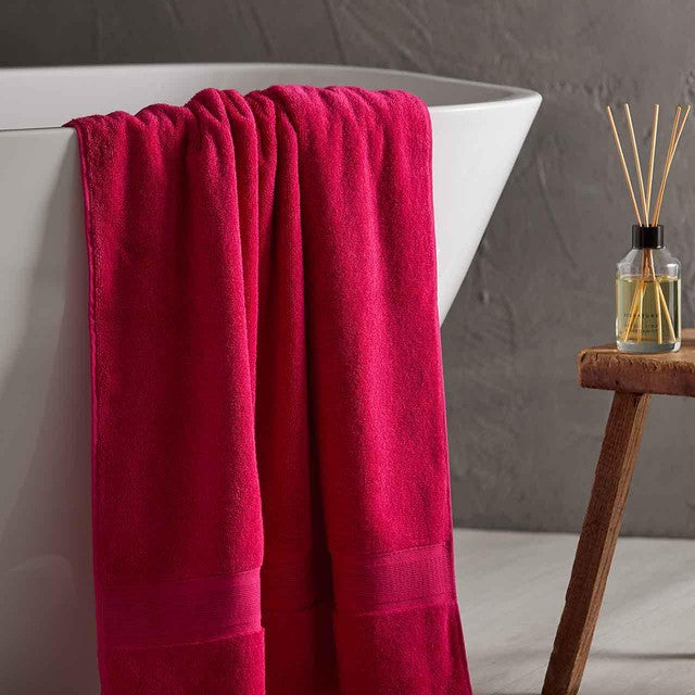 M&S Super Soft Antibacterial Cotton Bath Sheet Raspberry, imported from the UK