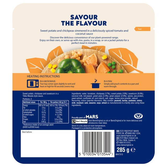 Ben's Original vegan Tikka Masala curry ready meal 285g - British product