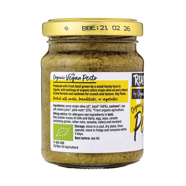 Realfoods by Organico vegan green pesto sauce 120g, imported from the UK