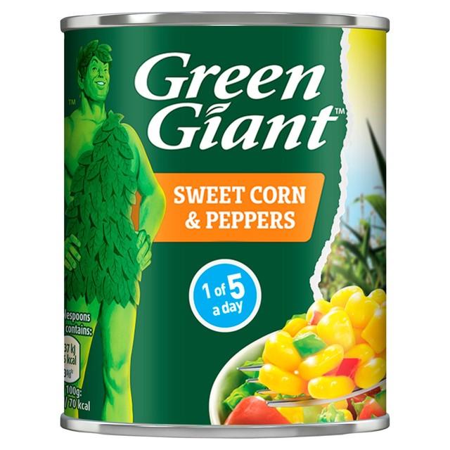 Green Giant sweetcorn and peppers canned vegetables 198g, UK version
