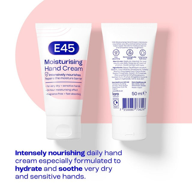 E45 Daily Hand Cream for Very Dry Hands 50ml - British product