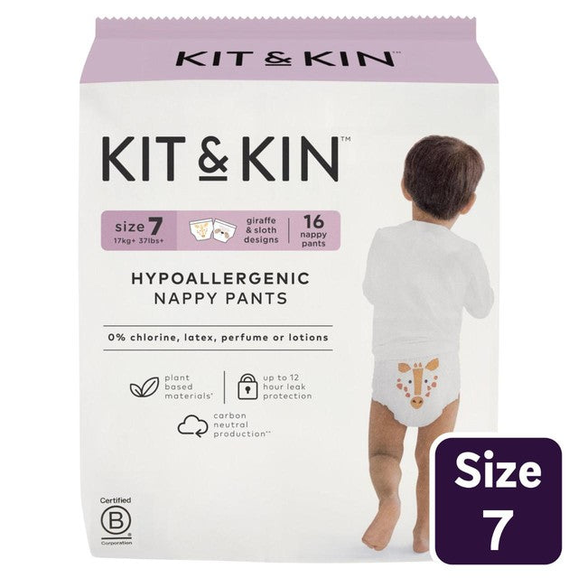 Kit & Kin Hypoallergenic Nappy Pants size 7 17+kg, UK version
