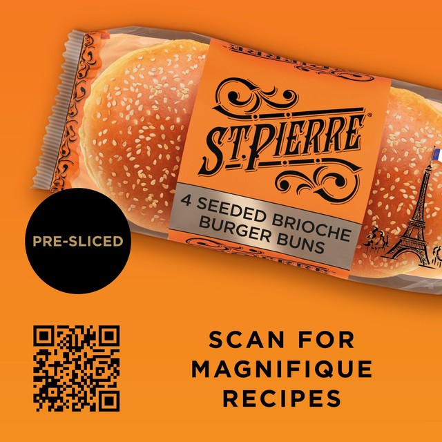 St Pierre seeded brioche burger buns 4 pack (British brand)