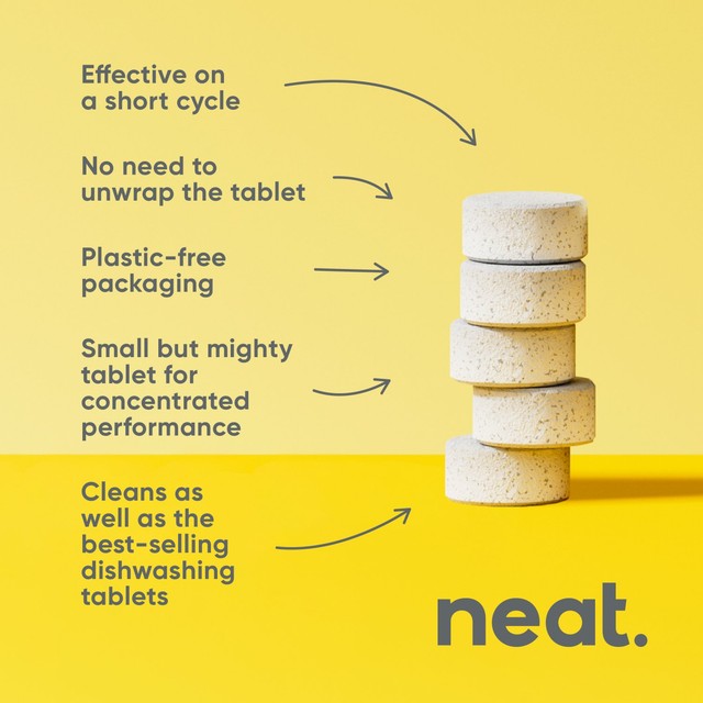Neat Lemon Dishwasher Tablets, imported from the UK