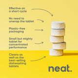 Neat Lemon Dishwasher Tablets, imported from the UK