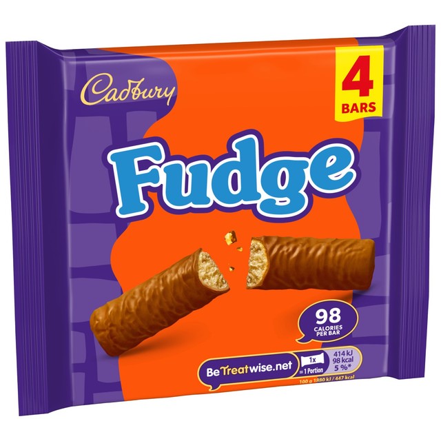 Cadbury fudge chocolate bar multipack 4 x 22g - British product