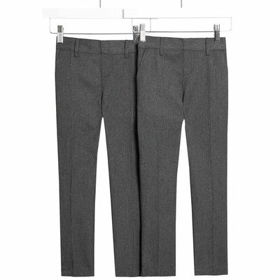 M&S Boys Skinny Leg School Trousers Grey 2-Pack 8-9 Years