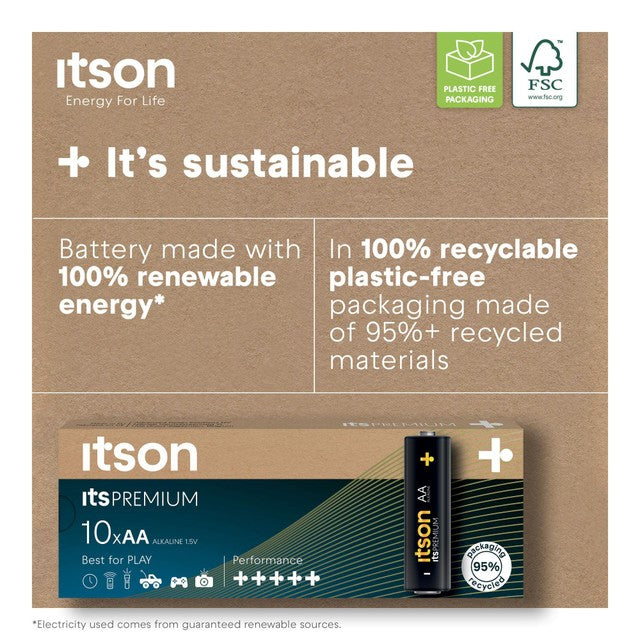 ITSON Itspremium AA alkaline batteries 10-pack, UK version