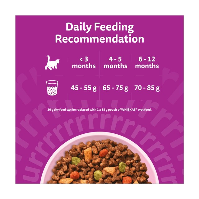 Whiskas kitten chicken dry cat food 800g (British brand)
