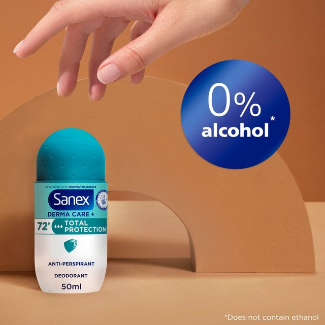Sanex Derma Care+ Total Protection Antiperspirant Roll-On Deodorant 50ml (British brand)