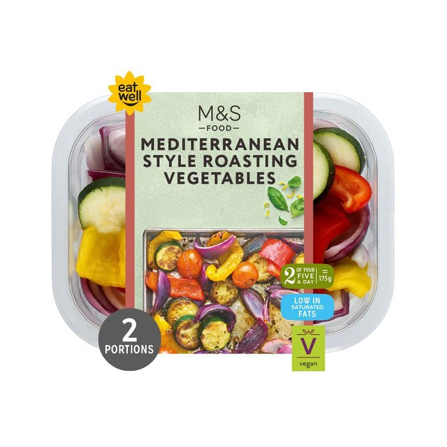 M&S Mediterranean roasting vegetables with basil lemon dressing 350g, imported from the UK