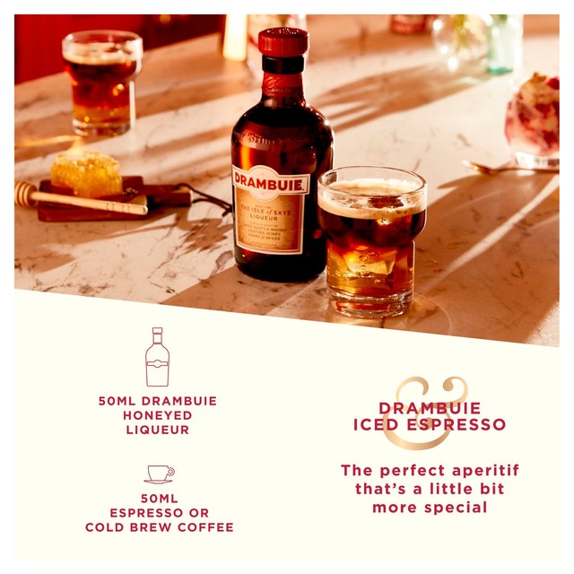 Drambuie honeyed Scotch whisky liqueur in glass bottle - British product