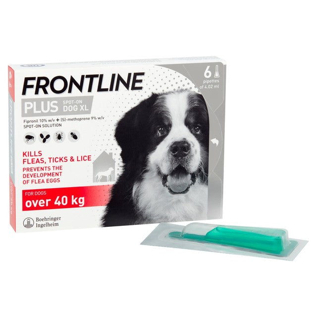 Frontline Plus flea and tick treatment for XL dogs 40-60kg - British product