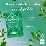 Pukka Three Mint Tea with Peppermint herbal tea bags 20 pack, imported from the UK