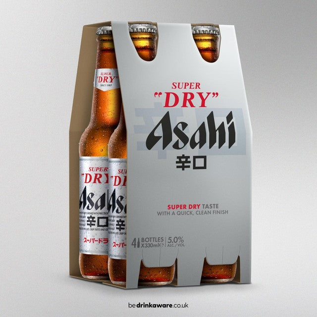 Asahi Super Dry beer 4 x 330ml bottles - British product
