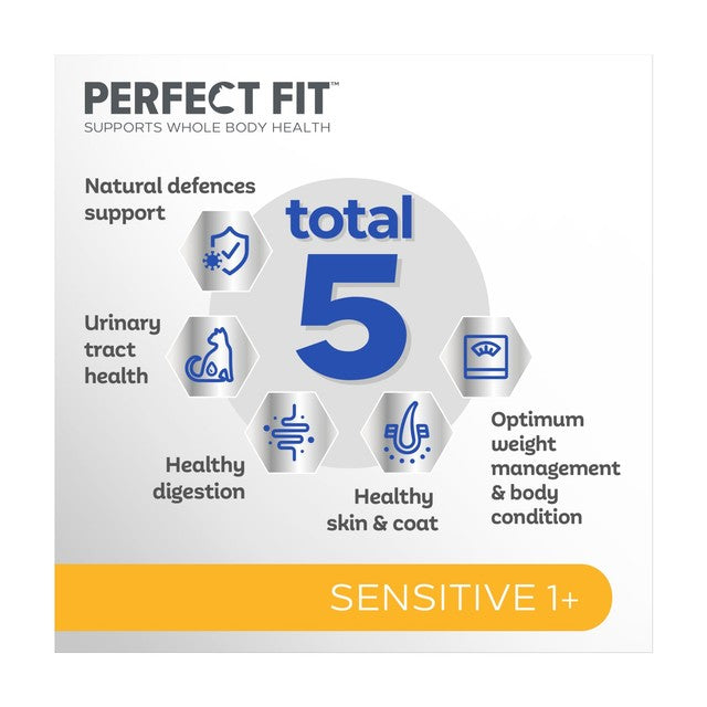 Perfect Fit Sensitive Turkey Dry Cat Food 750g, imported from the UK