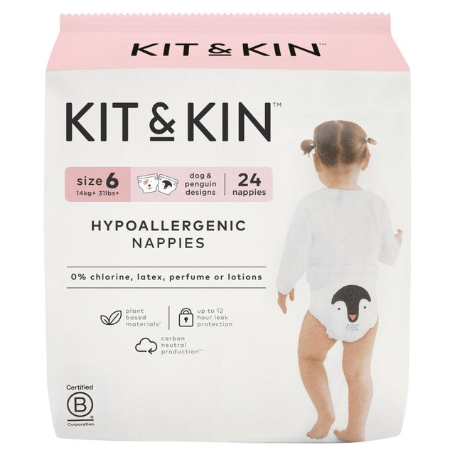 Kit & Kin hypoallergenic nappies size 6 (14+kg), UK version