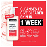 Neutrogena Clear and Defend+ Face Wash 200ml, imported from the UK