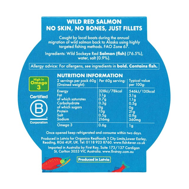 Fish4Ever Wild Pacific Red Salmon fillets 170g - British product