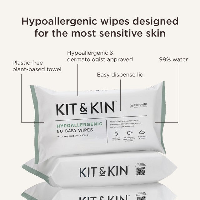 Kit & Kin hypoallergenic baby wipes 10-pack of 60 wipes, UK version