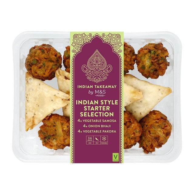 M&S Indian starter selection vegetarian 300g, imported from the UK
