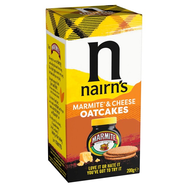 Nairn's Cheese & Marmite oatcakes 200g, imported from the UK
