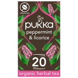 Pukka Herbs peppermint and licorice herbal tea bags x20, imported from the UK