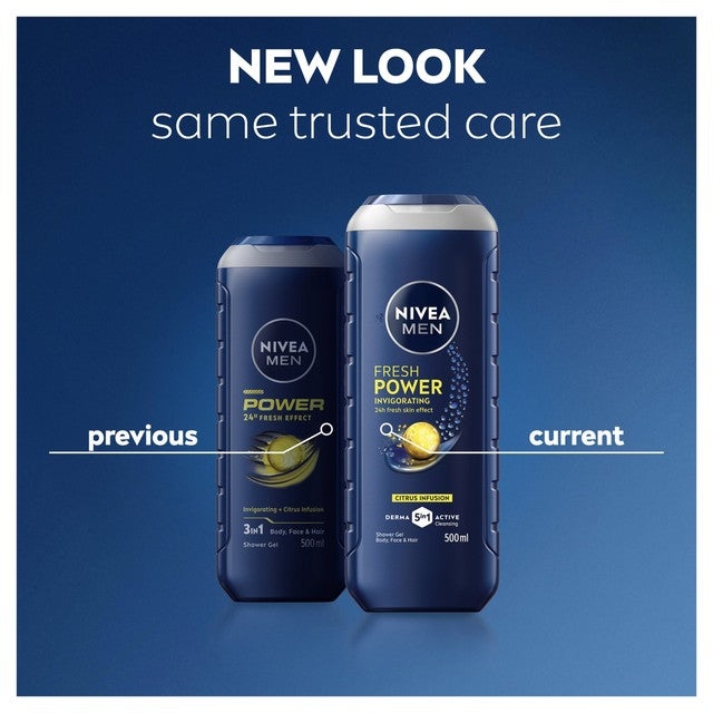 NIVEA MEN Power Shower Gel, imported from the UK