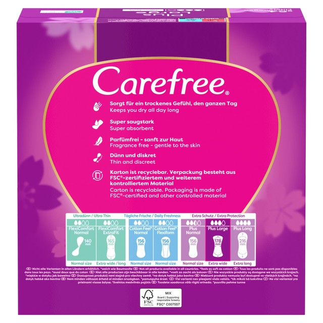 Carefree Plus Large Scented Pantyliners - British product