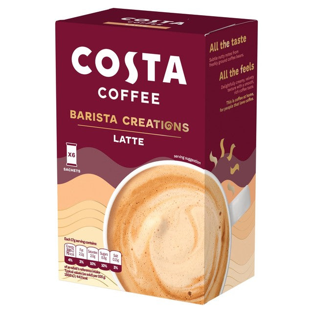 Costa Latte coffee sachets 6 sachets - British product