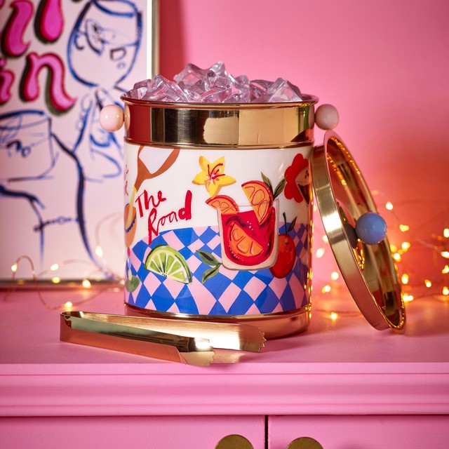 Eleanor Bowmer ice bucket and tongs cocktail print, UK version