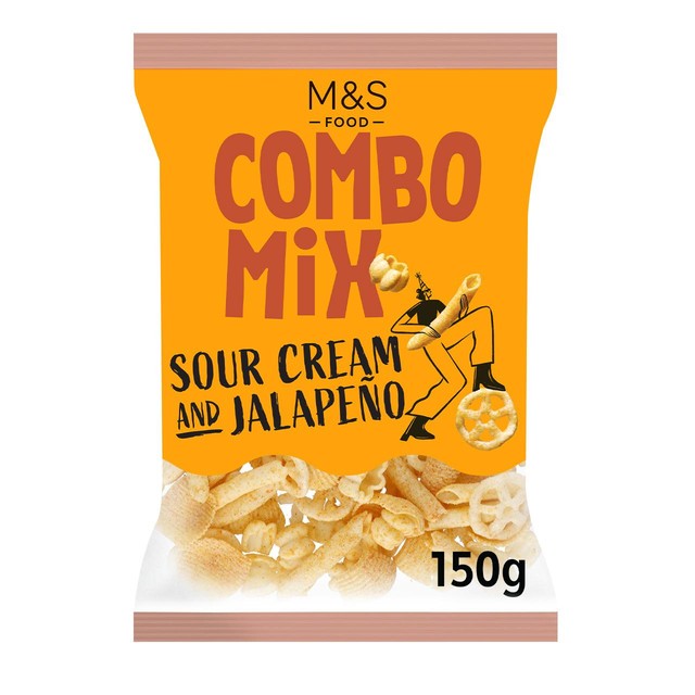 M&S Sour Cream & Jalapeno Crisps 150g, imported from the UK