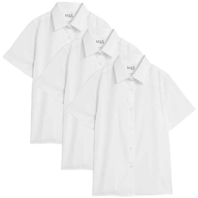 M&S Mädchen Schulhemd Weiß 3er Pack