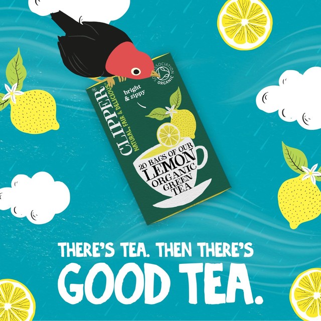 Clipper Organic Green Tea Bags with Lemon 20 Bags - British product