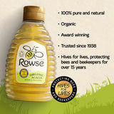 Rowse squeezy organic acacia honey 340g, imported from the UK